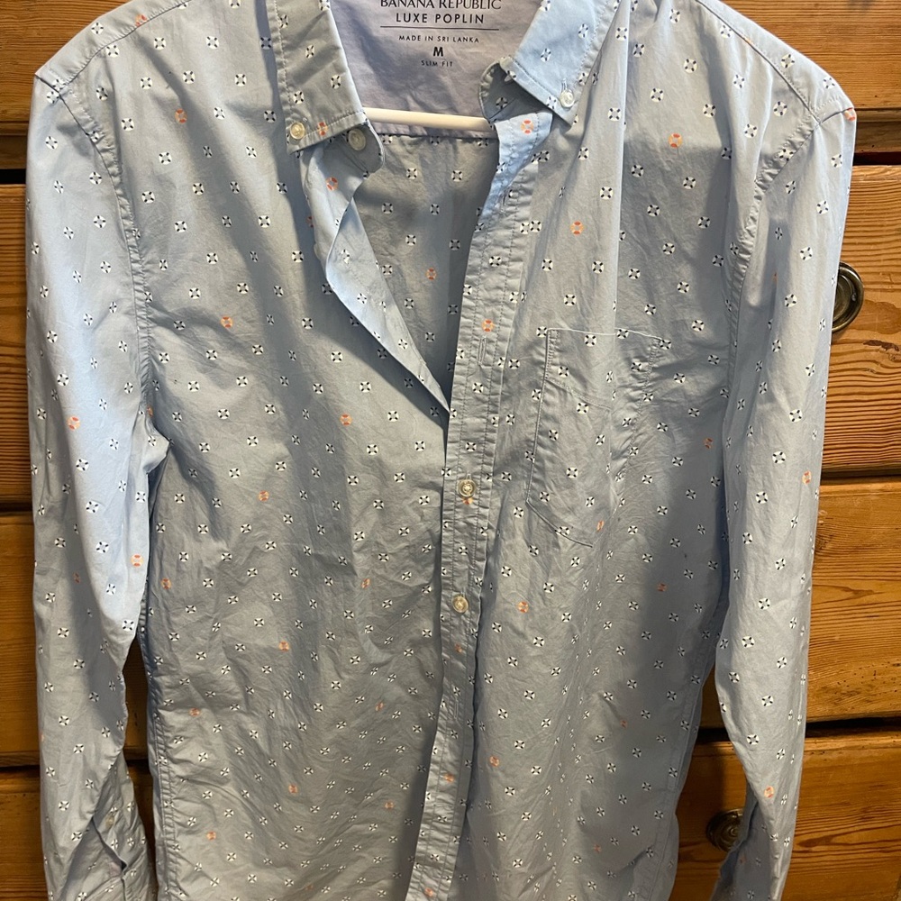 Banana Republic lifesaver pattern light blue button down